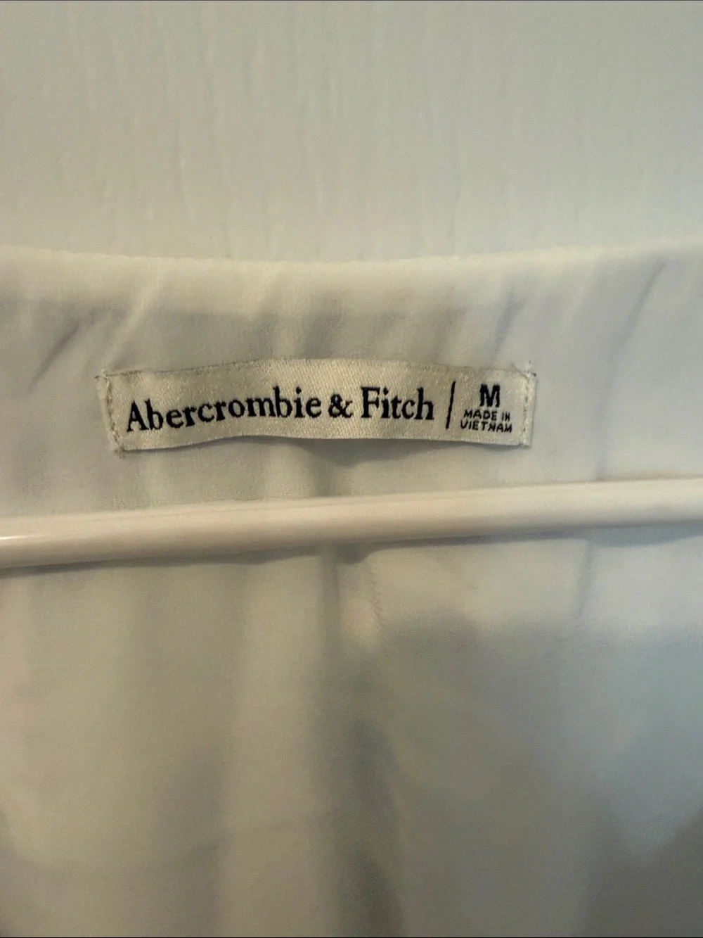 Abercrombie & Fitch Light Blue and White Swirl Tie-Front Puff Sleeve Top